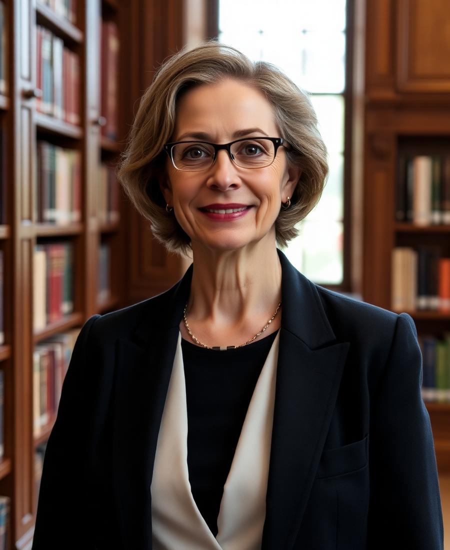 Portrait of a professor in a library